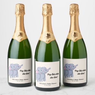 Pop dit als ze baby shower doet sparkling wijnetiket