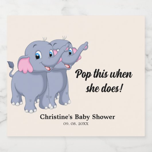 Pop dit als ze baby shower doet sparkling wijnetiket (Enkel label)
