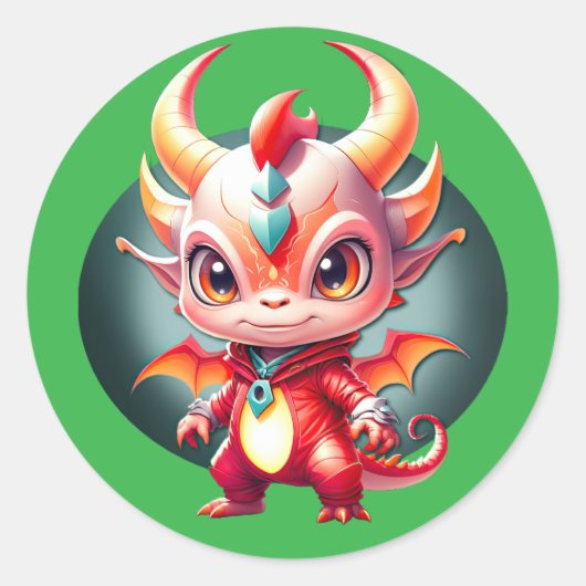 Pop Draak Ronde Sticker (Voorkant)