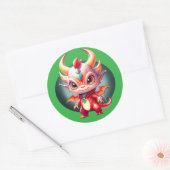 Pop Draak Ronde Sticker (Envelop)