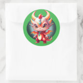 Pop Draak Ronde Sticker (Tas)