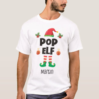 Pop Elf Familie bijpassende Kerstkleding naamgevin T-shirt