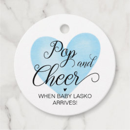 Pop- en chroomblauwe Baby shower-tag Bedankjes Labels