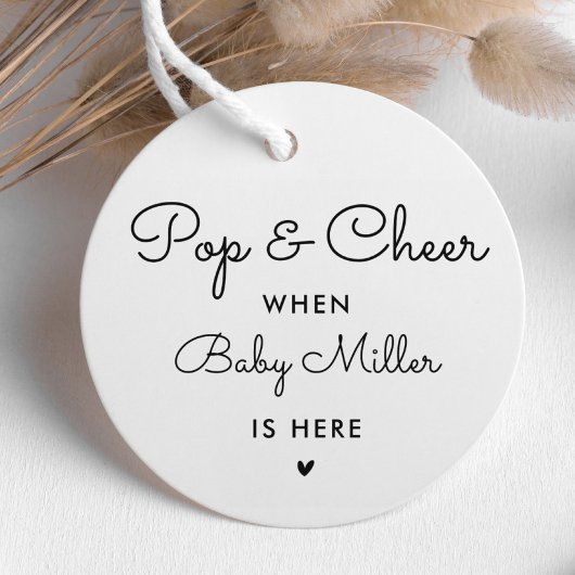Pop en kamer wanneer Baby hier is Baby shower guns Bedankjes Labels