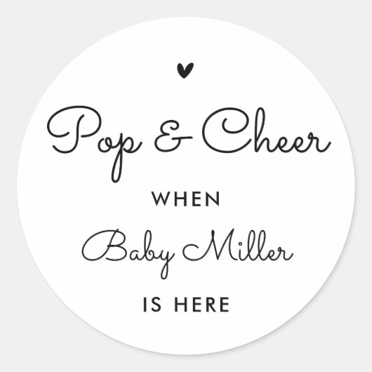 Pop en kamer wanneer Baby hier is Baby shower guns Ronde Sticker (Voorkant)