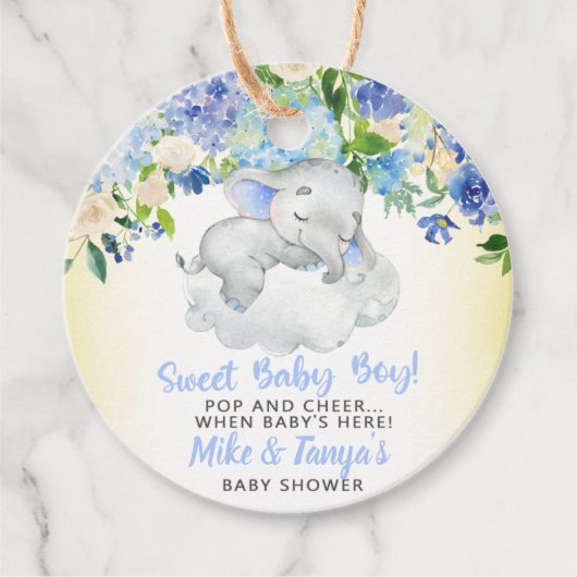 Pop en vrolijk zoete baby baby shower labels. bedankjes labels (Voorkant)