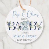 Pop en vrolijke olifant baby shower labels. bedankjes labels (Voorkant)