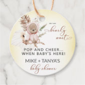 Pop en vrolijkheid wachten op boho beer meisje dou bedankjes labels (Voorkant)