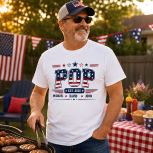Pop Est 2026 USA Patriottische Vlag Aangepaste Kin T-shirt
