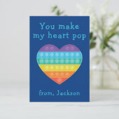 Pop fidget klaslokaal valentijn blauwe notitiekaar bedankkaart (Staand voorkant)