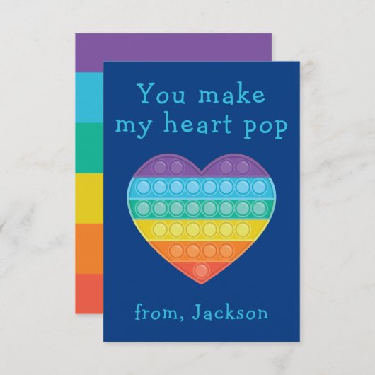 Pop fidget klaslokaal valentijn blauwe notitiekaar bedankkaart (Voorkant / Achterkant)