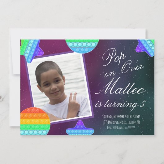 Pop Fidget Play Party boys Moon Stars Birthday Kaart (Voorkant)