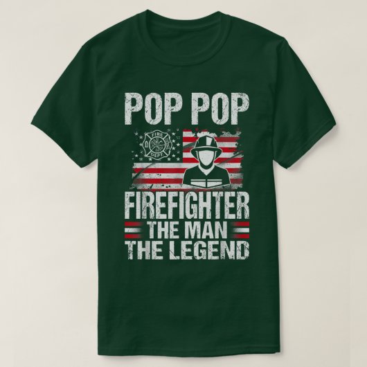 Pop Firefighter The Man The Legend Retro USA F T-shirt (Design voorkant)