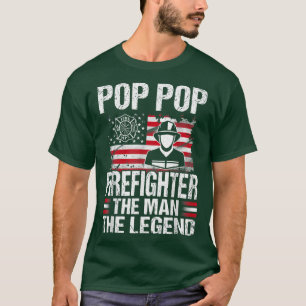 Pop Firefighter The Man The Legend Retro USA F T-shirt