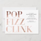 Pop Fizz Clink Bachelorette Party nodigt Faux Foli Kaart (Voorkant)