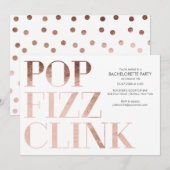 Pop Fizz Clink Bachelorette Party nodigt Faux Foli Kaart (Voorkant / Achterkant)