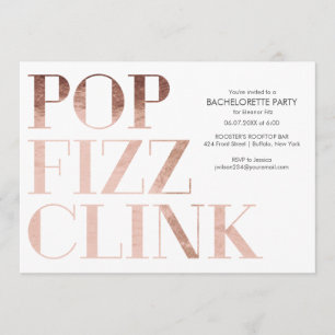 Pop Fizz Clink Bachelorette Party nodigt Faux Foli Kaart