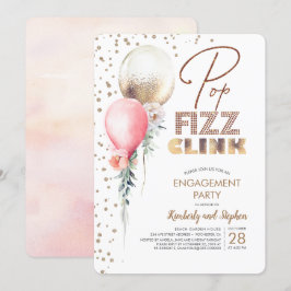 Pop Fizz Clink Balloon Garlands Modern Verloving Kaart