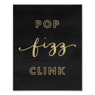 Pop Fizz Clink Black en Gold Art afdrukken Foto Afdruk