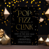 Pop Fizz Clink Black Gold Nieuwjaarsfeest Kaart
