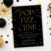 Pop Fizz Clink Black Gold Nieuwjaarsfeest Kaart