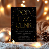 Pop Fizz Clink Black Gold Nieuwjaarsfeest Kaart