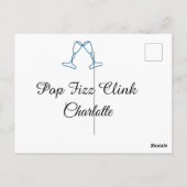 Pop fizz clink blue champagne bottle new year briefkaart (Achterkant)