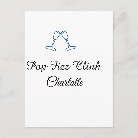 Pop fizz clink blue champagne bottle new year briefkaart (Voorkant)