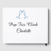 Pop fizz clink blue champagne bottle new year gastenboek (Achterkant)
