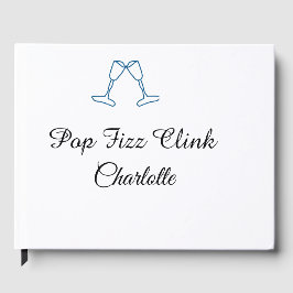 Pop fizz clink blue champagne bottle new year gastenboek