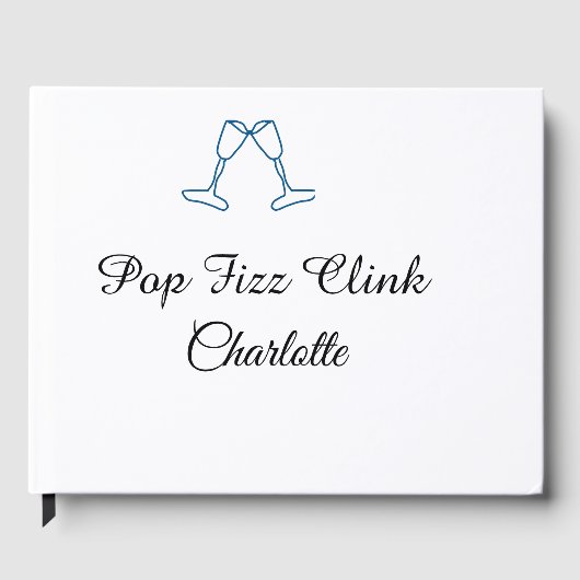 Pop fizz clink blue champagne bottle new year gastenboek (Voorkant)