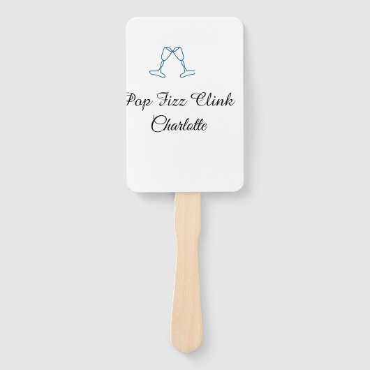 Pop fizz clink blue champagne bottle new year handwaaier (Voorkant)