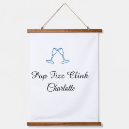 Pop fizz clink blue champagne bottle new year hangend wandkleed