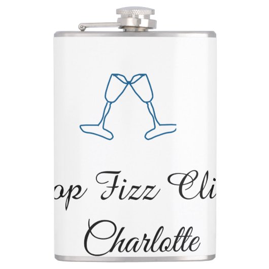 Pop fizz clink blue champagne bottle new year heupfles (Voorkant)