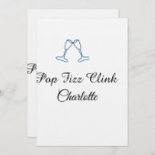 Pop fizz clink blue champagne bottle new year kaart (Voorkant / Achterkant)