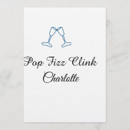Pop fizz clink blue champagne bottle new year kaart