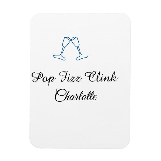 Pop fizz clink blue champagne bottle new year magneet (Verticaal)