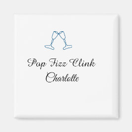 Pop fizz clink blue champagne bottle new year magneet