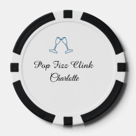 Pop fizz clink blue champagne bottle new year poker chips