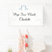 Pop fizz clink blue champagne bottle new year spandoek (Insitu)