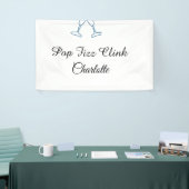 Pop fizz clink blue champagne bottle new year spandoek (Beurs)