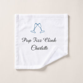 Pop fizz clink blue champagne bottle new year washandje