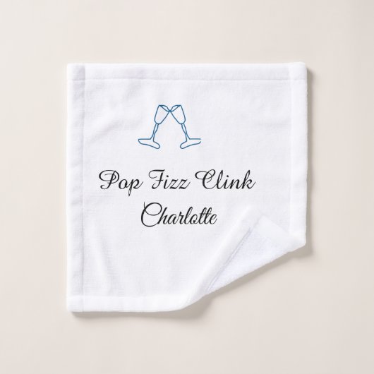 Pop fizz clink blue champagne bottle new year washandje (Wasdoekje)