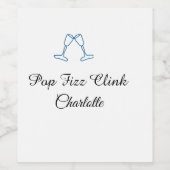 Pop fizz clink blue champagne bottle new year wijn etiket (Enkel label)