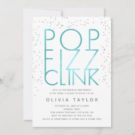 Pop Fizz Clink Bridal Shower Invitation, Aqua Kaart
