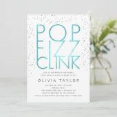 Pop Fizz Clink Bridal Shower Invitation, Aqua Kaart (Staand voorkant)