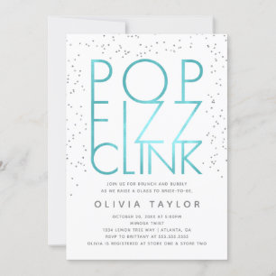 Pop Fizz Clink Bridal Shower Invitation, Aqua Kaart