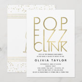 Pop Fizz Clink Bridal Shower Invitation, Faux Gold Kaart (Voorkant / Achterkant)