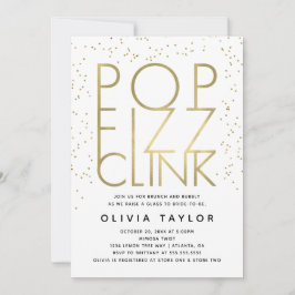 Pop Fizz Clink Bridal Shower Invitation, Faux Gold Kaart