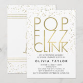 Pop Fizz Clink Bridal Shower Invitation, Faux Gold Kaart (Voorkant / Achterkant)